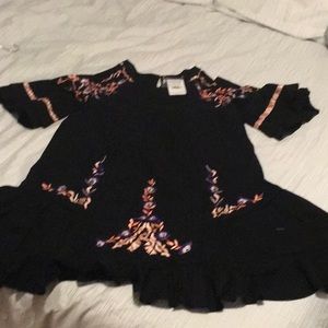 Free people embroidered Floral black  dress
